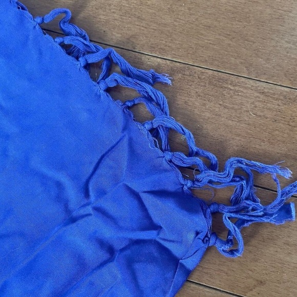 Vintage Bright Color Tropical Flowers Purple Sarong Scarf w/ Tassels - Picture 5 of 8